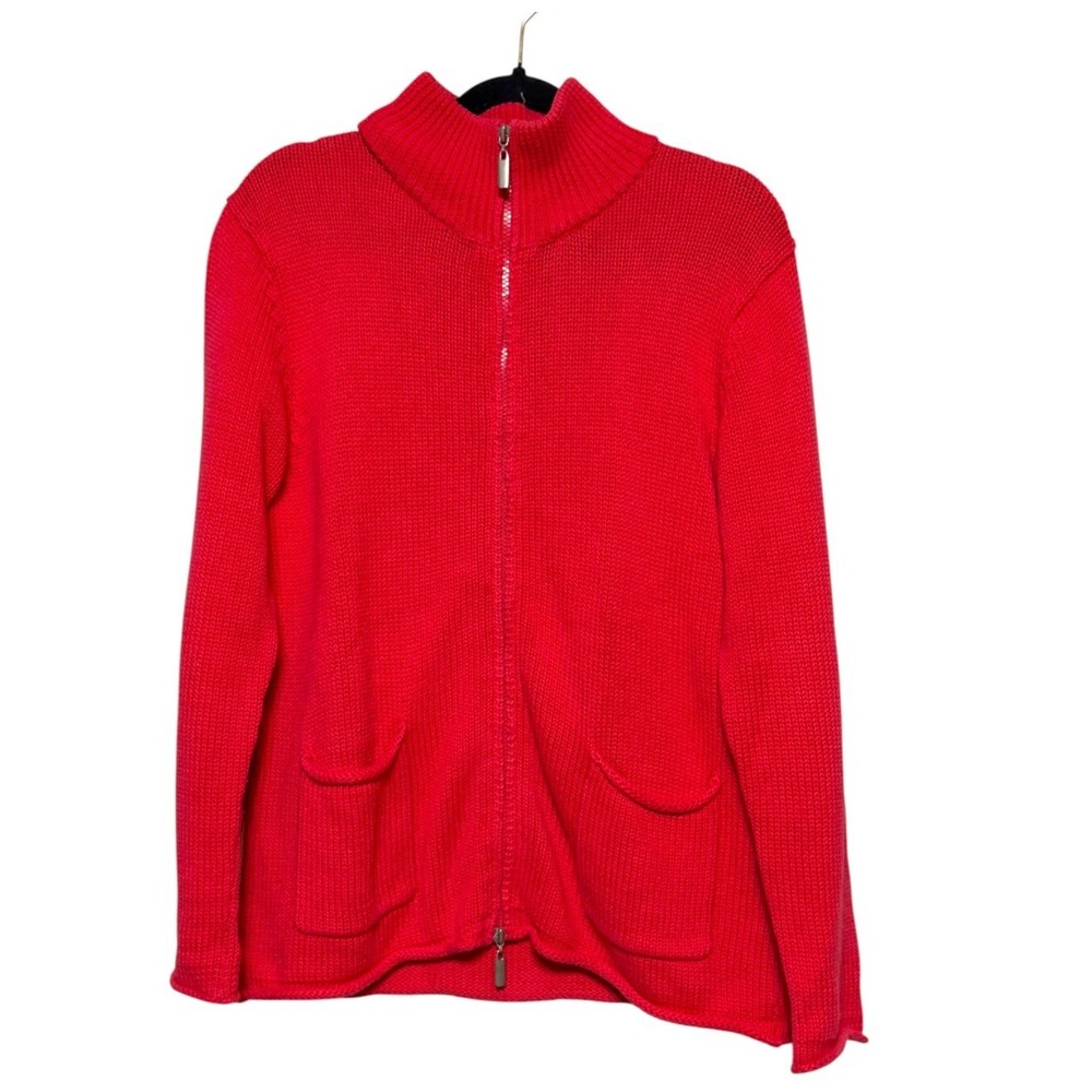 Vtg Chicos Size 2 Quiet Luxury Knit Zip Up Sweater Womens Large Grown Woman Chic